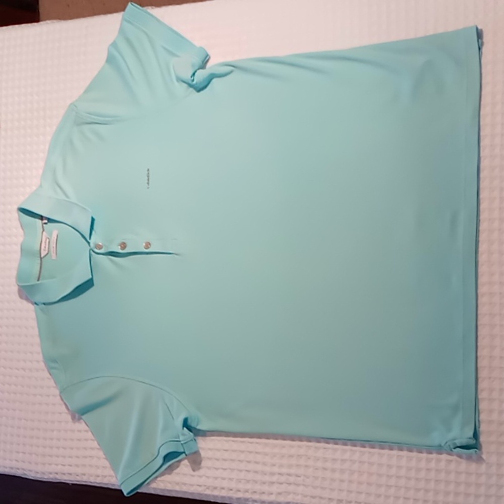 Calvin Klein Liquid Touch Men's Polo Shirt 100% Cotton Size Large Sea Foam Green - Picture 6 of 11
